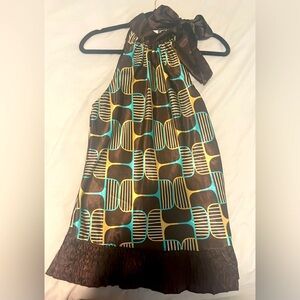 Fun , colorful,  spring : summer blouse. Symmetrical , bold colorful print.
